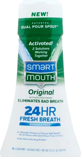 SmartMouth Original Activated Mouthwash - Adult Mouthwash for Fresh Breath - Oral Rinse for 24-Hour Bad Breath Relief with Twice Daily Use - Fresh Mint Flavor, 16 fl oz