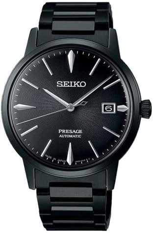 SEIKO SRPJ15 Automatic Watch for Men - Presage Collection - Rich Black Patterned Dial - Stainless Steel, Black Ion Finish - Water-Resistant 50M