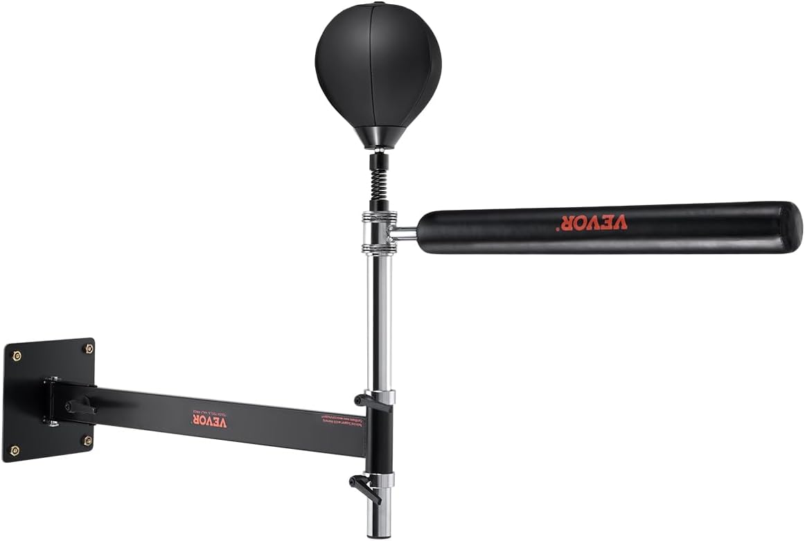 VEVOR Wall-Mounted Boxing Spinning Bar, Reflex Boxing Bar with Punching Ball, Spinning Bar with Gloves, Adjustable Reflex Speed Trainer, Boxing Training Equipment for Kickboxing, MMA, Fitness