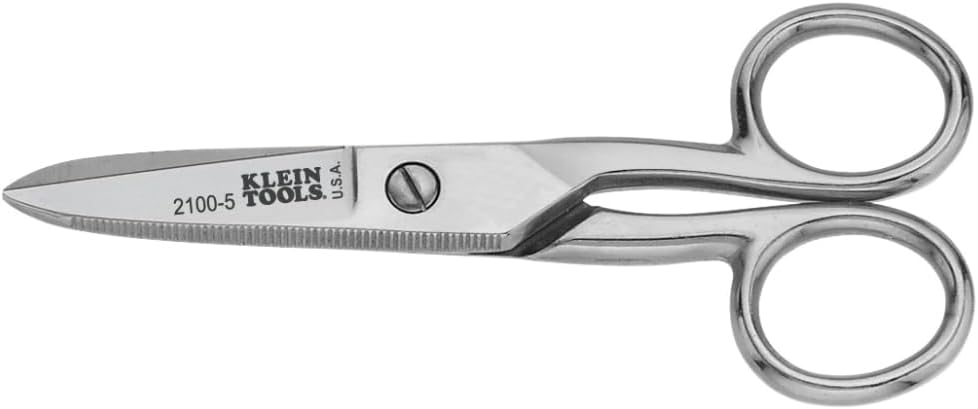 Klein Tools 2100-5 Electrician Scissors for Heavy-Duty Cutting, Made in USA, Corrosion Resistant, 5-1/4-Inch