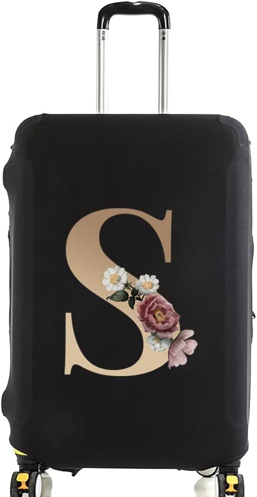 Initial Letter Printed Design Travel Trolley Case Cover Protector Washable Suitcase Cover Luggage Storage Covers for 18-28 Inch Luggage Cover (L (26-28 inch Luggage), gold S)