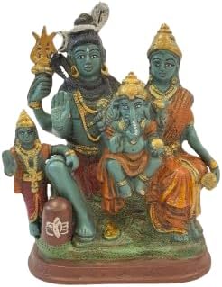Brass Lord Shiva Parvati Kartikeya and Ganesha Murti Shiv Family Parivar Idol Statue for Home Decor Mandir Temple Gift Showpiece 7 Inches Height
