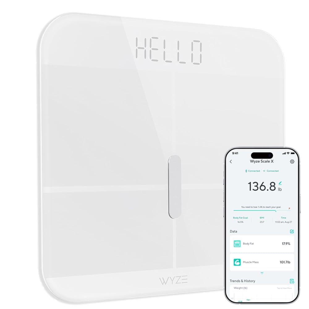 Wyze Smart Scale X Digital Bathroom Scale for Body Weight and Fat(White)