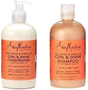 Shea Moisture Coconut and Hibiscus Curl and Shine Shampoo 379ml and Conditioner 379ml