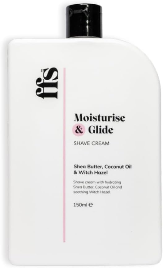 150ml Moisturise & Glide Natural Shaving Cream for Women w/Shea Butter, Coconut Oil, & Witch Hazel - Paraben & Cruelty-Free FFS Beauty Shave Cream for Sensitive Skin - Perfect for Home or Travel