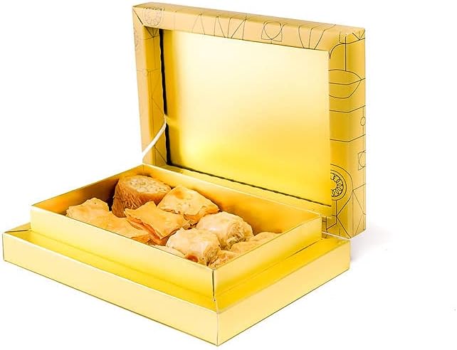 Sweet Land Regular Baklava Selection - 300g Pack | Handmade Traditional Lebanese Baklava | Ramadan, Mother's Day, Easter, & Eid | Selection Tray with Pistachio, Almond & Cashew Nuts | Gold Gift box