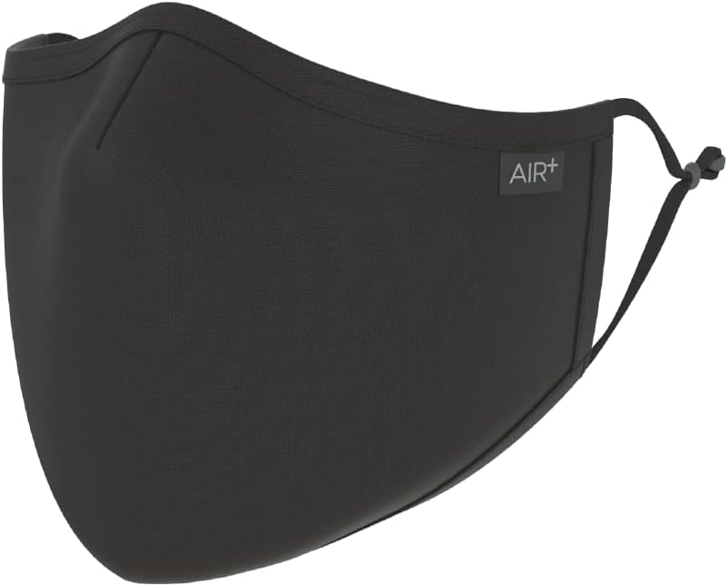 AIR+ Reusable Face Mask, Multi-Layer, Washable, Breathable, for Men & Women, Anti-fog for Glasses, Adjustable Ear Loops