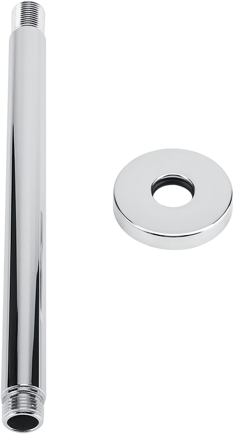 Hyuduo Shower Arms, Ceiling Mount Shower Head Extender, G 1/2 Stainless Steel Top Shower Arm Pipe Extension (Chrome Finish)(25Cm/10In),Shower Arm