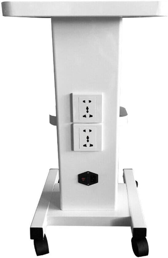 Salon Trolley Cart - Aluminum Mobile Trolley Stand Medical Rolling Carts for Ultrasonic Cavitation RF Machine Manicure Spa Shelf (White (w/Socket 110V))