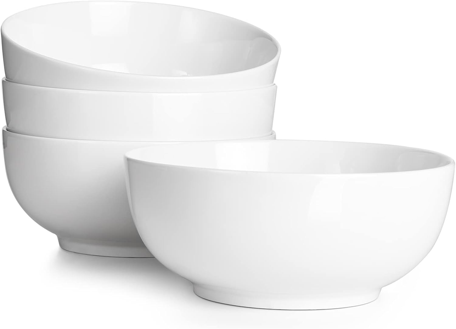 DOWAN 39 OZ Large Deep Bowls Set of 4 - White Ceramic Bowls for Ramen, Pasta, Salad, Mixed Fruit - Dishwasher & Microwave Safe