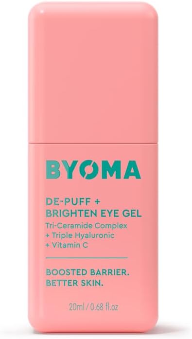 BYOMA De-Puff and Brighten Eye Gel (20ml) Lightweight Gel Cream for Dark Circles, Puffiness and Wrinkles - Under Eye Cream With Hyaluronic Acid and Vitamin C - Barrier Repair Skincare
