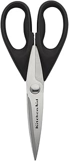KitchenAid All Purpose Kitchen Shears with Protective Sheath Durable Stainless Steel Scissors, Dishwasher Safe, Soft Grip Comfort Handle, 8.72 Inch, Black