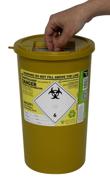 2X Sharpsguard Sharps Bin 5 litre - Yellow (Multi Pack)