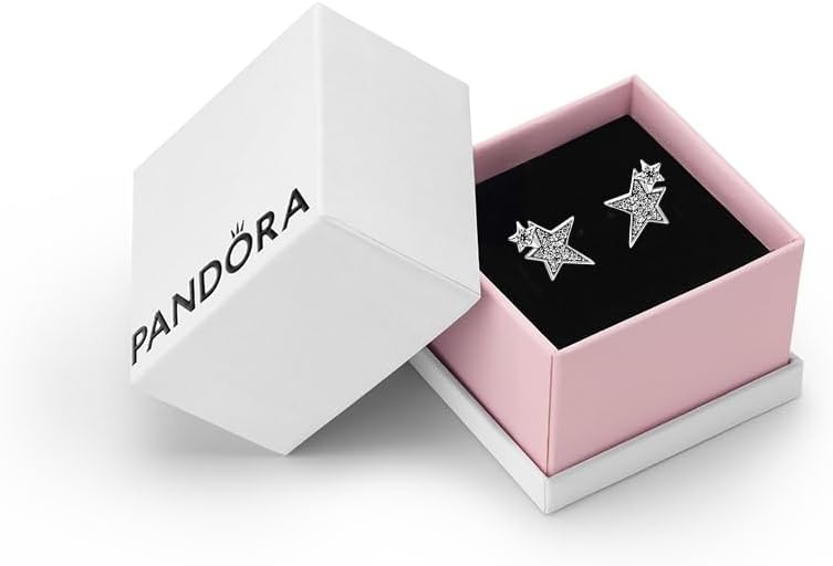Pandora Moments Women's Sterling Silver Sparkling Asymmetrical Stars Stud Earrings