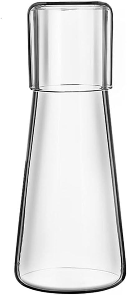 ZILJJ Clear Bedside Water Carafe Set with Tumbler Glass for Bedroom, Bedside Night Carafe Pitcher and Water Glass Set, Mouthwash Dispenser for Bathroom, Glass Water Carafe with Cup Lid(30 oz/850ml)