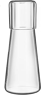 ZILJJ Clear Bedside Water Carafe Set with Tumbler Glass for Bedroom, Bedside Night Carafe Pitcher and Water Glass Set, Mouthwash Dispenser for Bathroom, Glass Water Carafe with Cup Lid(30 oz/850ml)
