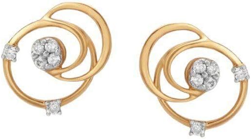 Certified Natural Diamond Pure Real Yellow Gold Ring Circle Earrings