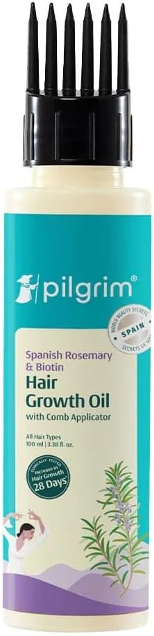 Pilgrim Spanish Rosemary & Biotin HairGrowth Oil to Control Hair Fall & Strengthens Hair 100ml | Rosemary essential oil for hairgrowth | Reduces Hairfall | Strengthens Hair I For Women and Men