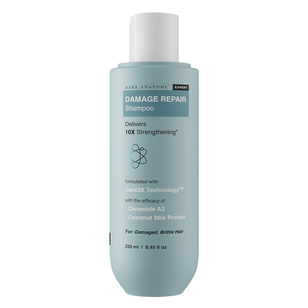 Bare Anatomy Damage Repair Hair Shampoo | Suitable for All Hair Types | Dry & Frizzy Hair | Paraben & Sulphate Free | Women & Men | For Damaged & Weakend Hair | 250 ml