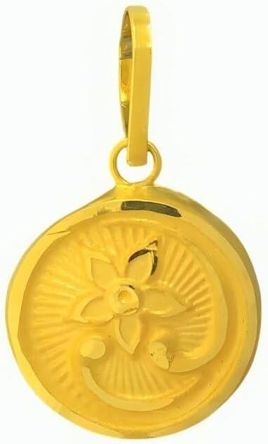 22K Real Certified Fine Yellow Gold Flower Design Chain Pendant