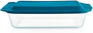 Pyrex Deep 9x13-Inch Glass Baking Dish with Lid, Deep Casserole Dish, Glass Food Container, Oven, Freezer and Microwave Safe, Clear Container