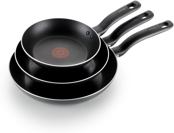 T-fal Specialty Nonstick Fry Pan Set 3 Piece, 8, 9.5, 11 Inch, Oven Broiler Safe 350F, Cookware, Pots and Pans Set Non Stick, Kitchen Frying Pans, Skillets, Durable, Dishwasher , Black