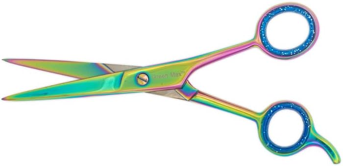 Green Max Professional Mustache & Beard Scissors, Small Sharp Stainless Steel Beard Shears For Men Personal Care, Precision Trimming Mustache, Facial hair, Eyebrow, 5.5 Inch (Multi)