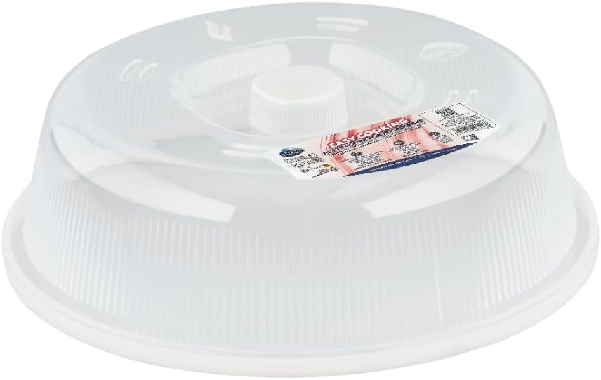 Care+Protect Microwave Plate Cover - Microwave Ventilated Covers - Ideal for Microwave Cooking - Prevent Splashes - BPA Free - Dishwasher Safe - 26.2 x 26.2 x 7.6cm - White