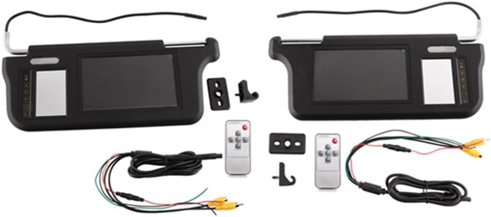 1Set 7Inch Black Car Sun Visor Rear View Mirror Screen LCD Monitor 2 Channel Video