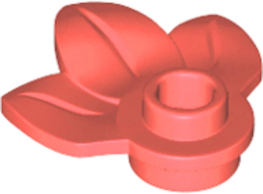 LEGO Plant Plate, Round 1 x 1 with 3 Leaves Part 32607 (Coral, 10, Bricks)
