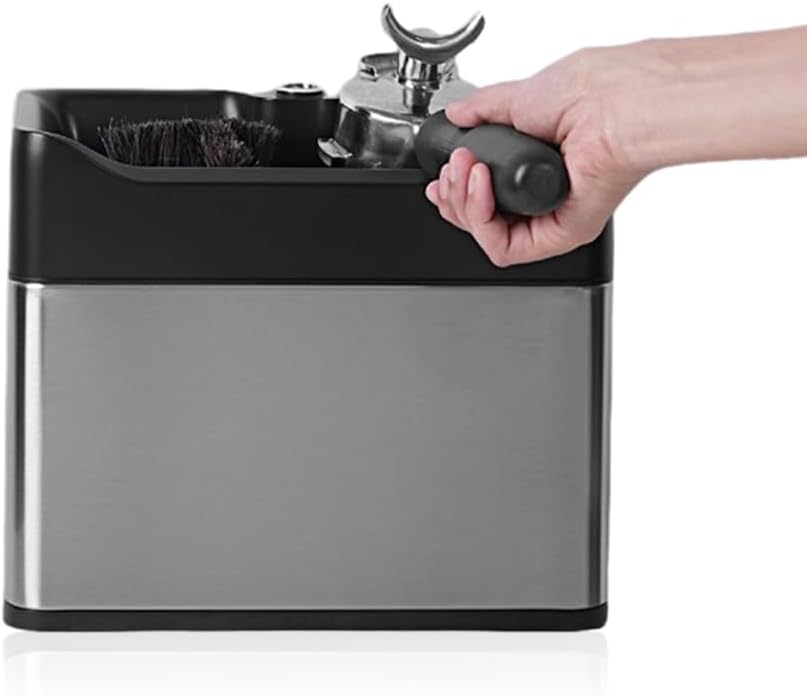 Electric Automatic Coffee Grounds Cleaner for Espresso Machine Handle - with Brush and Powder Wiper Cleaning Machine - Commercial 58mm Coffee Portafilter Cleaner