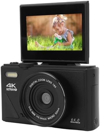5K Digital Camera 75MP UHD 18X Zoom Autofocus Retro Compact Portable Camera with 3 Inch Flip Screen, ABS Material, Ideal for Travel Photography and Vlogging (Black)