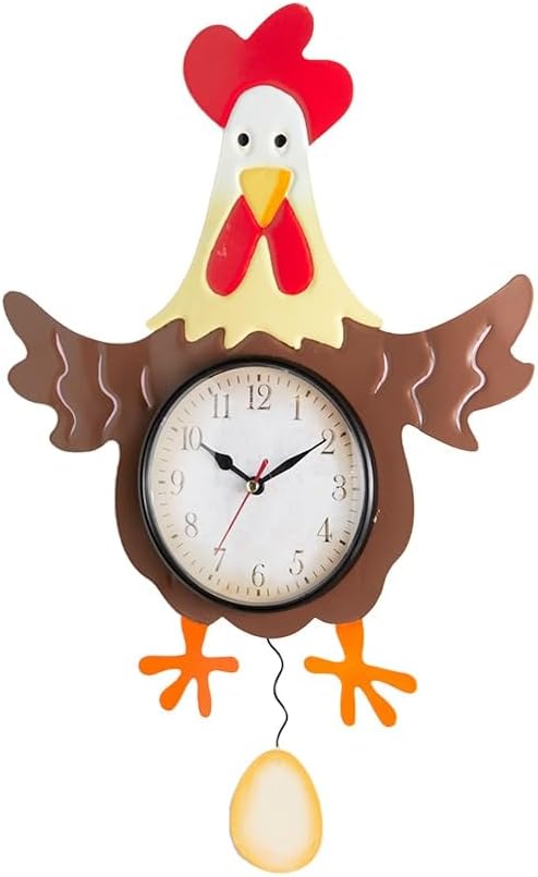 The Lakeside Collection Clock Pendulum Country Theme Cow Pig Barn Rooster - Rooster