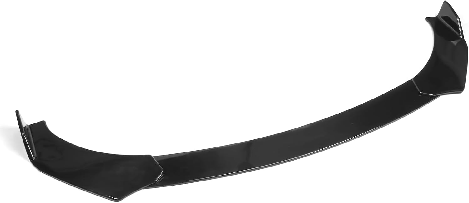 IKON MOTORSPORTS, Compatible with 62"-66" Width Car, Adjustable A Style Front Bumper Lip Chin Splitter Spoiler Air Dam Gloss Black PP 3PCS