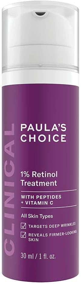 Paula's Choice CLINICAL 1% Retinol Treatment - Anti Aging & Skin Firming Serum for Face - Fights Wrinkles - with Vitamin C & Peptides - All Skin Types - 30 ml