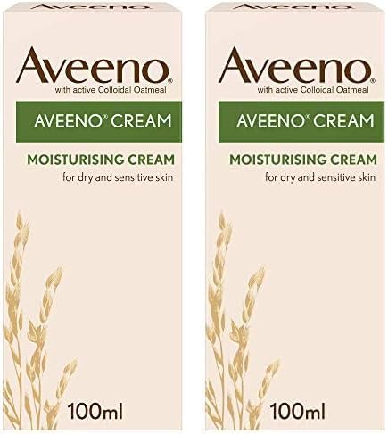 Aveeno Moisturising Cream (1x 100ml), Nourishing Body Lotion with Hydrating Colloidal Oatmeal, Full Body Moisturiser for Dry and Sensitive Skin, Suitable For Adults & Babies From 3 Months (Pack of 2)