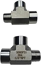 Monster Flow 304 Stainless Steel Forged Tee Pipe Fitting, Male Run Tee 3/8" Female x 3/8" Female x 3/8" Male 2 Pack