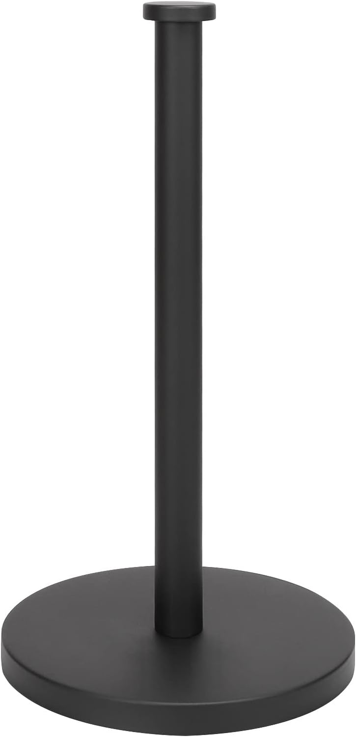 NearMoon Standing Paper Towel Holder, Kitchen Paper Towel Roll Holder- for Bathroom Kitchen Countertop, Standard or Jumbo-Sized Roll Holder (with Stainless Steel Base, Matte Black)