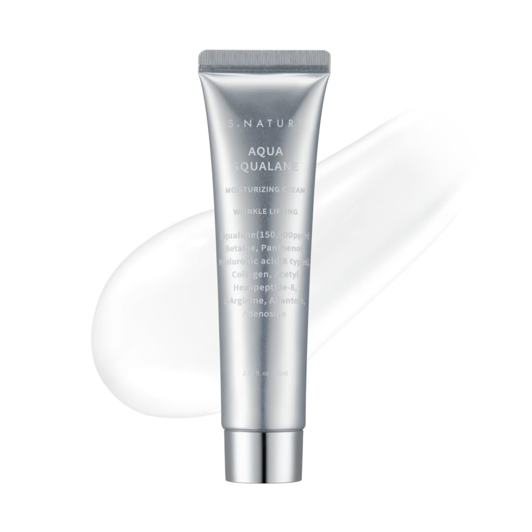 S. Nature AQUA SQUALANE MOISTURIZING CREAM | Face Moisturizer for Dry and Sensitive Skin, Vegetable Squalane 150,00ppm, Long-lasting Hydration, Pore Care Cream, Korean Skin Care (2.02 Fl Oz, 60ml)