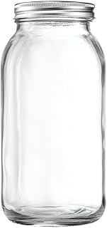 GLING [1 Count 64 oz. Wide-Mouth Glass Mason Jars with Metal Airtight Lids and Bands 2 Quart Large For Preserving, & Meal Prep