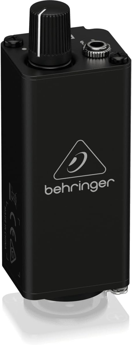 Behringer POWERPLAY PM1 Personal In-Ear Monitor Belt Pack, Hardwired Volume Controller with Locking XLR Input for Musicians, No Battery Required, Includes Belt Clip (Black)