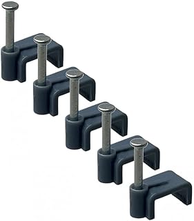 On1shelf® Flat Grey T&E Cable Clips, Bag of 50, Skirting Wire Nail Clips, Cable Tacks for Ethernet, Electrical Cables, Walls (0.16" / 4mm)