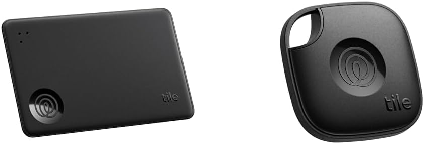 Tile by Life360 Slim (2024) - Wallet Finder, Bluetooth Tracker and Item Locator for Luggage Tags, Passports and Keys Finder Bundle, Black + Black