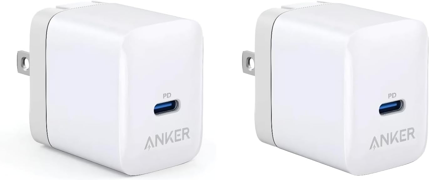 Anker PowerPort III 20W USB-C Wall Charger 2-Pack, Compact Fast Charger, Foldable Plug, Quick Charging for iPhone 16 Series, Galaxy, Pixel, iPad (Cable Not Included), A2631