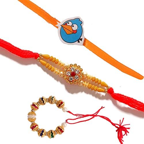 Designer Bhaiya Bhabhi and Kids Rakhi Set