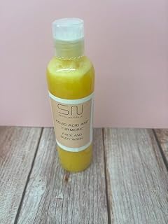 Kojic Acid and Turmeric Face and Body Wash, Brightening, Revitalizing, Hydrating, Natural (8oz)