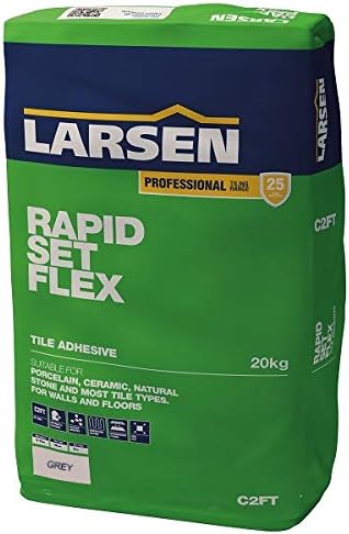 Nassboards Larsen Rapid Set Flexible Floor & Wall Tile Adhesive - Perfect for Indoor & Outdoor, Patios and Home Improvement Project – Quick Drying Adhesive - Grey