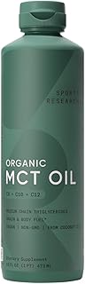 Sports Research Organic MCT Oil - Keto & Vegan MCTs C8, C10, C12 from Coconuts - Fatty Acid Brain & Body Fuel, Flavorless, Non-GMO & Gluten Free - Perfect in Coffee, Tea & Protein Shakes - 16 oz