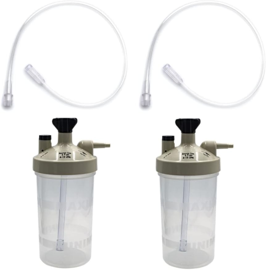 2pk Oxygen Therapy Bubble Humidifier High Flow with 15" Adapter Tubing
