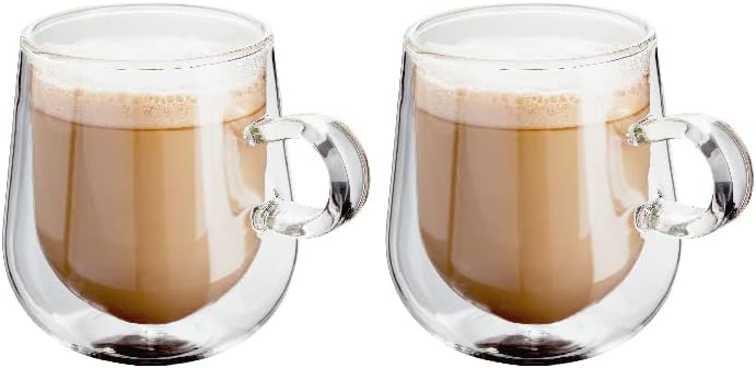 Judge Double Walled Glass Coffee Cups, Set of 2, 275ml - Vacuum Insulated, Handcrafted Artisan